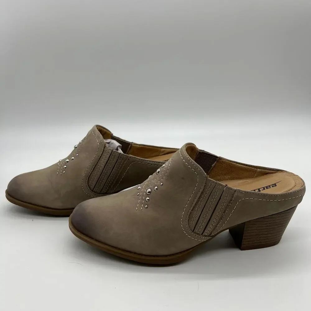 Earth Women's Size 9D Taupe Mules Nubuck Western Detailed